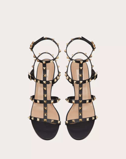 ROCKSTUD CALFSKIN ANKLE STRAP SANDAL 60 MM